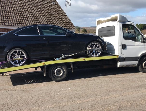 a car being transported