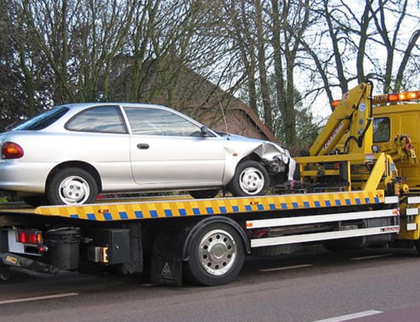 a car being recoverd from accident