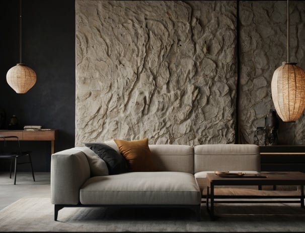 stone feature wall in living room | accent wall | high end interior | close to nature 