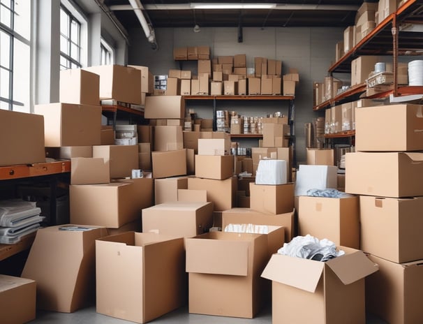 A street vendor selling a variety of colorful plastic household items from the back of a small truck. Various kitchenware and containers, including baskets, buckets, and strainers, are stacked and hung for display. A young boy stands nearby, observing the items.
