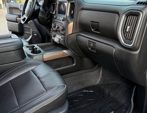 detailed front seat of truck on passenger side