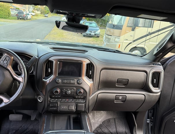 top view of truck front seat