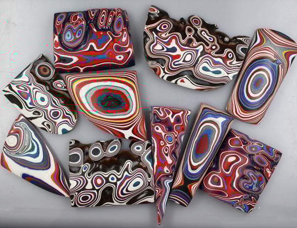 "Hand-polished Fordite cabochons for unique artisan jewelry making"