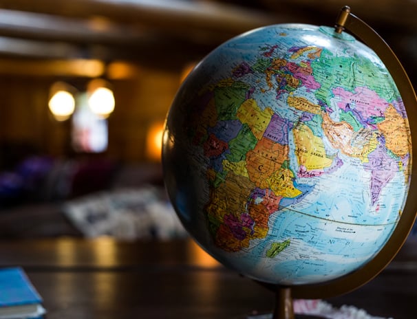 a globe globe with a map of the world