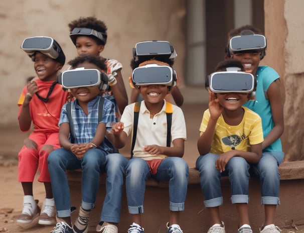 girl using VR goggles