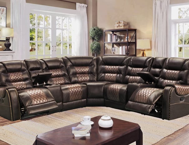 Golden-brown-recliner-curve-sofa