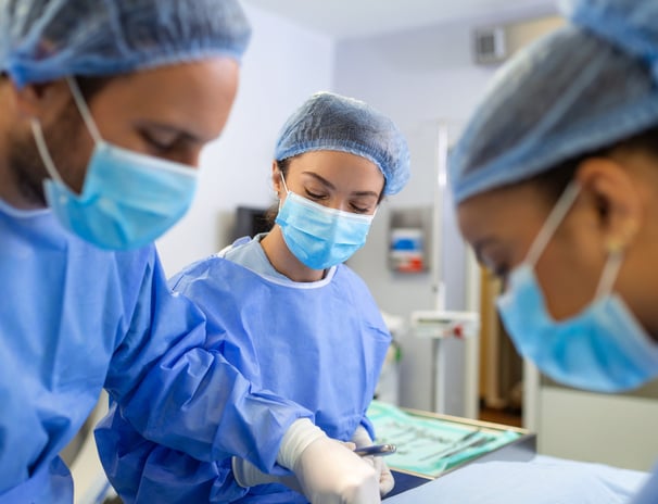 Medical team performing surgical operation