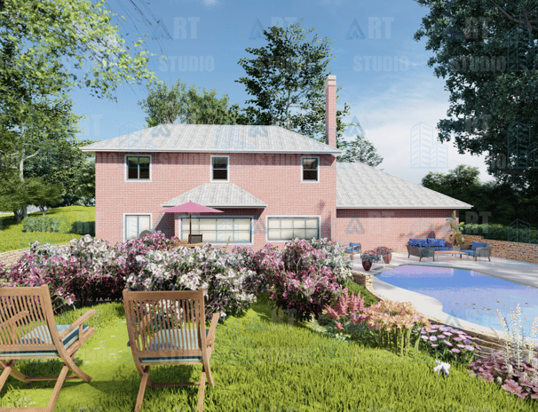 Modern exterior 3D rendering 