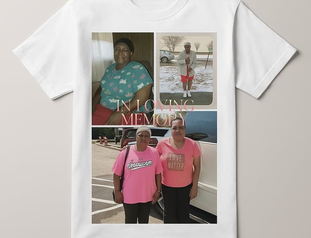 a t - shirt with a picture of a woman in pink shirt