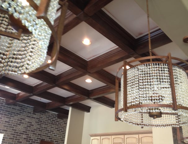 Faux wood beams , finished to look like wooden beams