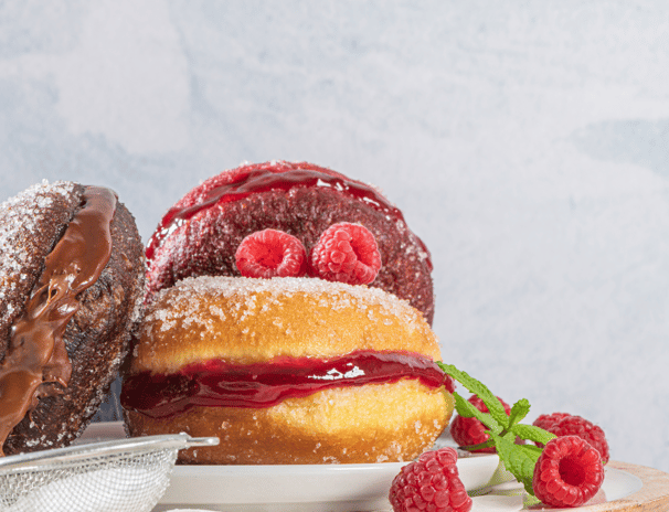 a plate with a variety of pastries on it