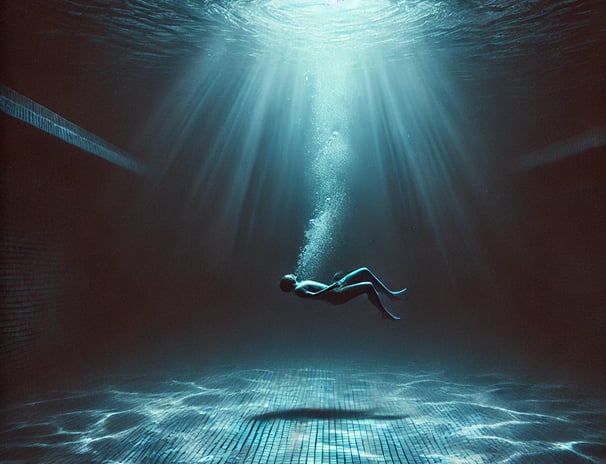 Person floating underwater—Redurb Dream Guides explores deep emotional dream interpretation.