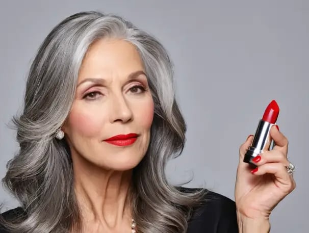 femme avec son rouge à lèvres