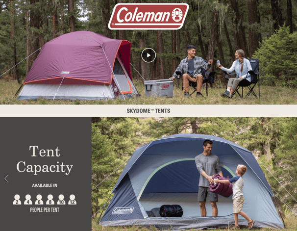 Coleman Skydome 6-person camping tent with Dark Room technology, showing interior space suitable 