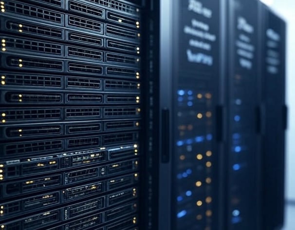 a server rack with many servers and servers