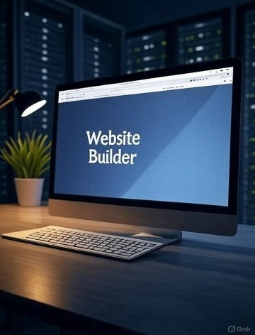 a computer monitor screen showing a website builder