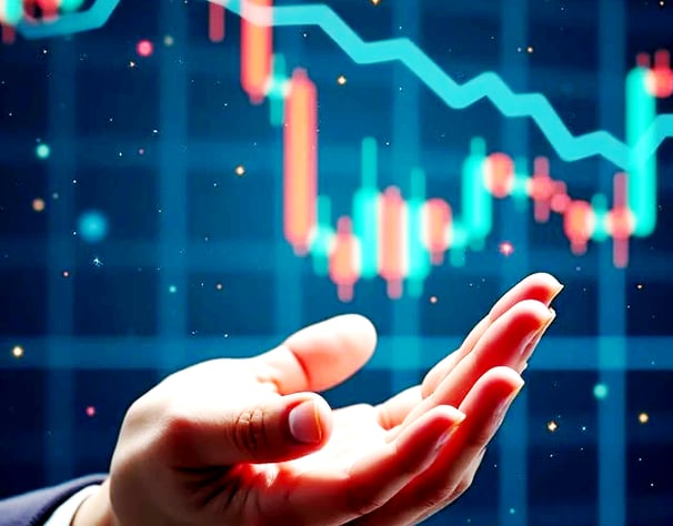 a person holding a hand held up to a chart