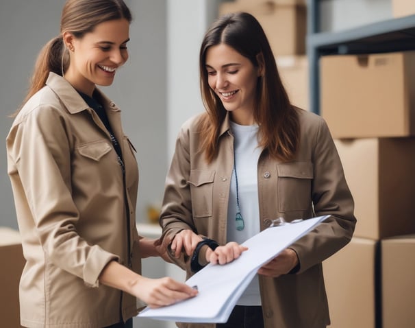 Local Reliable Movers Representative is going over inventory sheet