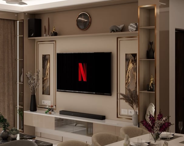 Cast or Airplay to any of the 4 TVs in the apartment.