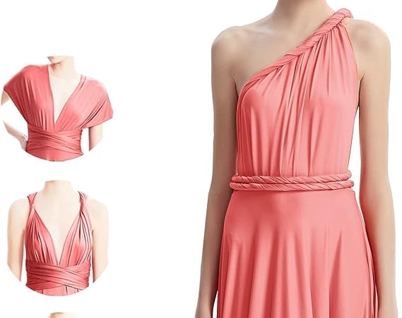 robe convertible multiway rose poudre ideal demoiselle honneur reutilisable plus ports possibles