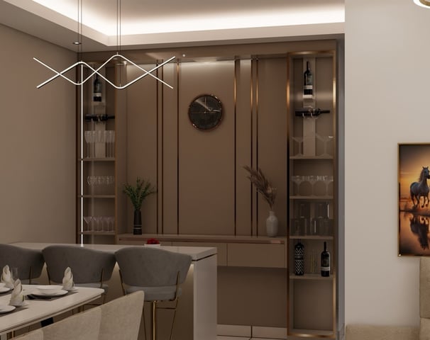 Breakfast area contains a breakfast bar counter top with bar seating