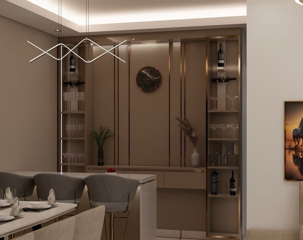 Breakfast area contains a breakfast bar counter top with bar seating