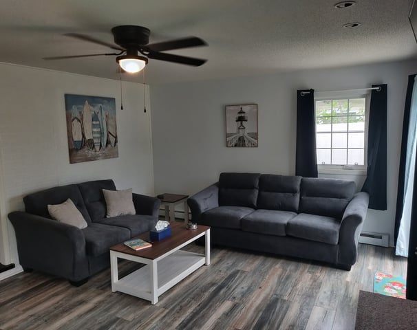living room relax lakeside lake views southern michigan vrbo airbnb dock short term rental
