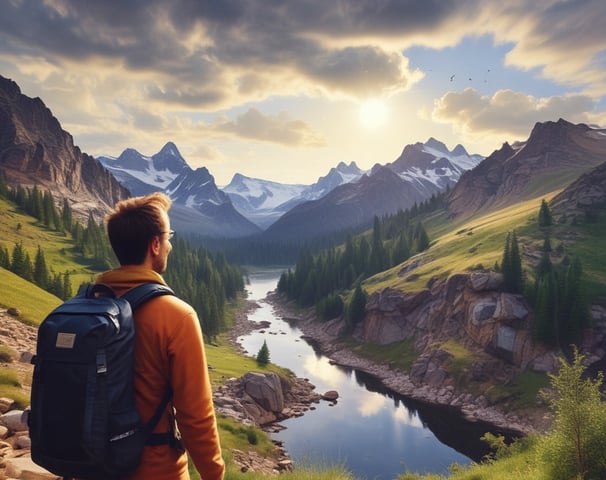 A large flag of Azerbaijan waves prominently on a tall pole set against a cloudy sky. Below, the cityscape features the iconic Flame Towers, strikingly modern skyscrapers made of glass.