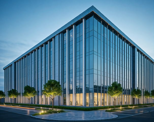 Smart-Building-Technologie, Moderne Architektur, Bürogebäude