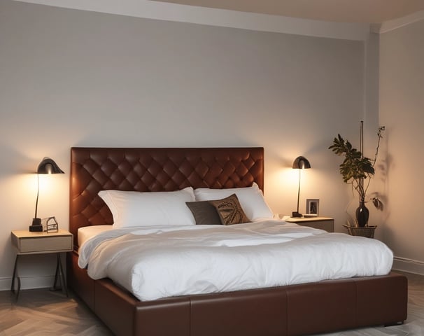 Leather Double Bed, affiliate link.