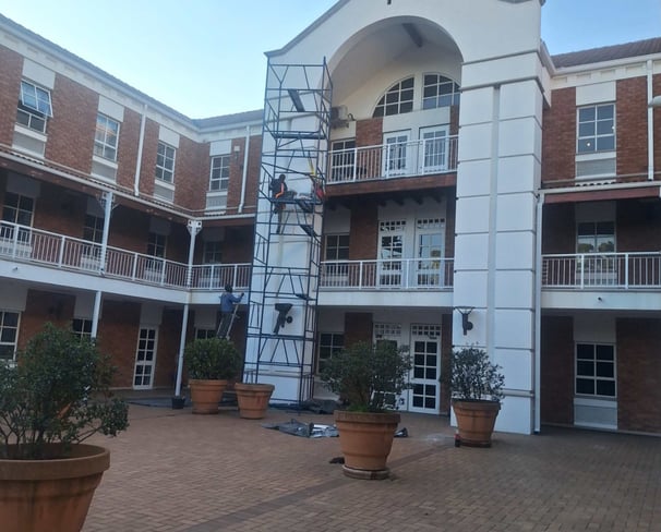 Rear elevation of building commercial painting project, Fourways Golf Estate, Fourways