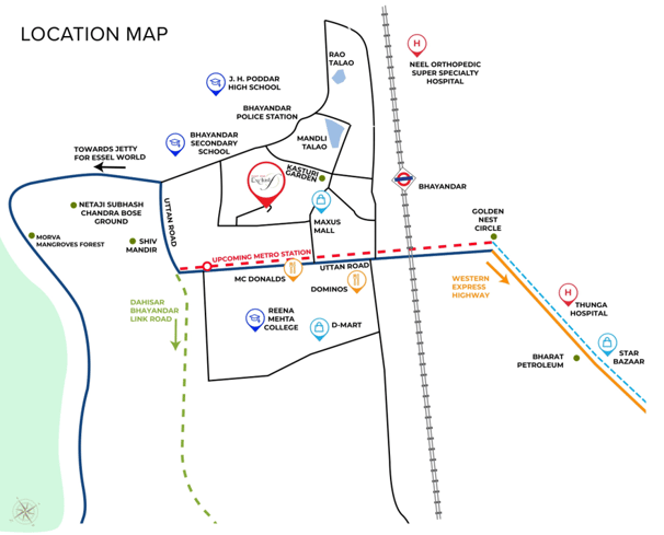 LOCATION SUMIT STAR EXCLUSIF BHAYANDAR WEST, SUMIT BHAYANDAR PROJECT, SUMIT PROJECT NEAR JP WESTEND