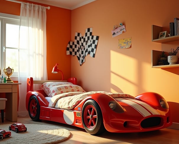 Ferrari red racing car bed, Amazon Affiliate Link.
