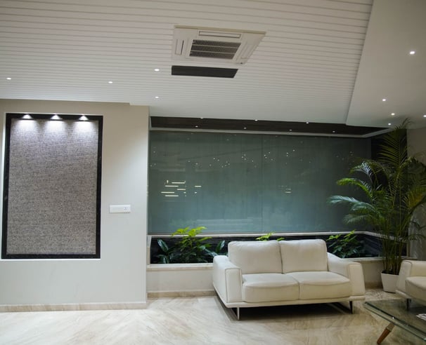 Relaxing lounge space with plush sofas