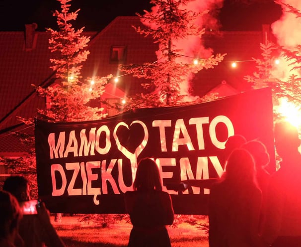 baner mamo tato dziękujemy podziękowania dla rodziców podświetlany napis
