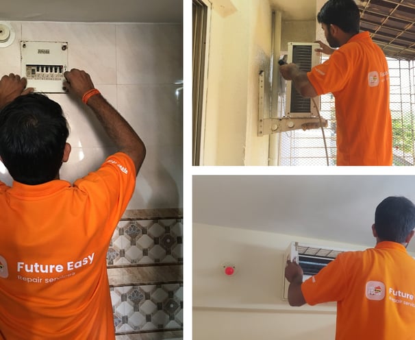 Technician performing home repair services
