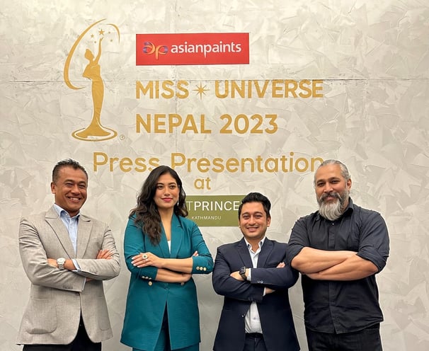 organiser team members and Miss Universe Nepal 2023 setup