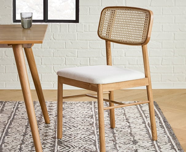 white mid century modern neutral chair