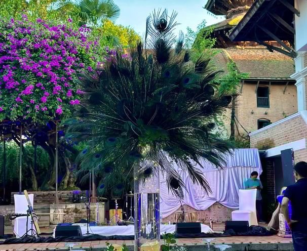 Wedding reception setup in Patan Durbar Square