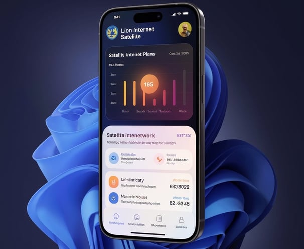 a smartphone phone with a blue background and a phone screen showing a screen with a