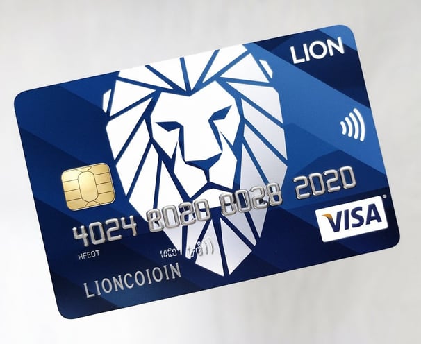 a lion head on a credit card