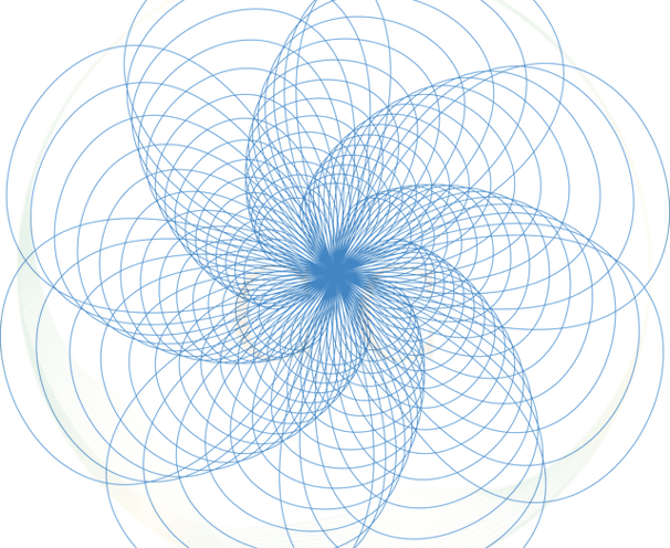 spirale dessiné avec un spirogramme, couleur bleue