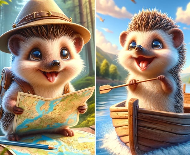 two pictures of a hedgehog and a hedgehog
