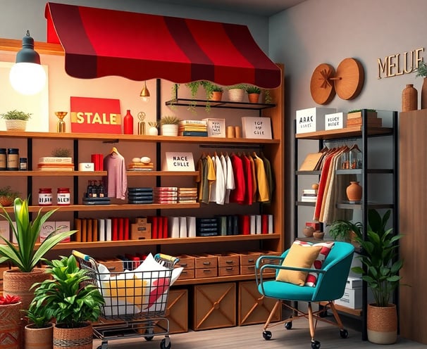 This is an image of a shopping store with lots of products
