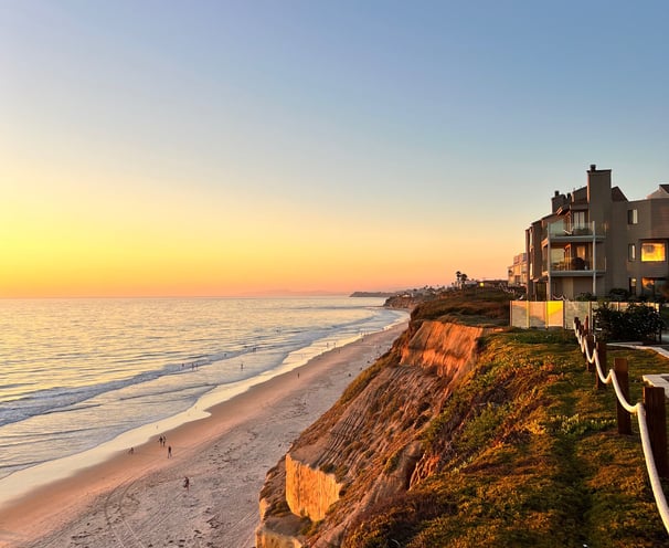 View of a beach at sunset