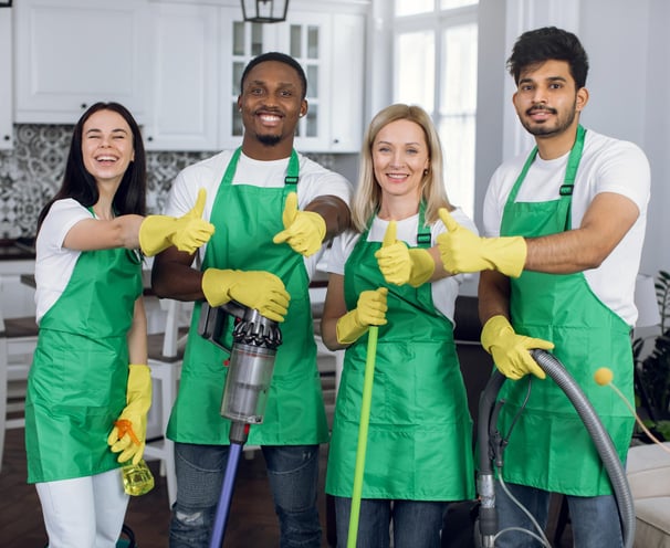professional cleaning crew happy with their work