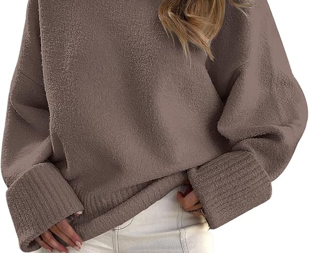 a woman wearing a brown sweater and cream pants, fall outfits, sweater, fall fashion