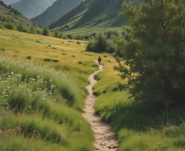 man in gray jacket and black backpack standing on green grass field near mountain during daytime