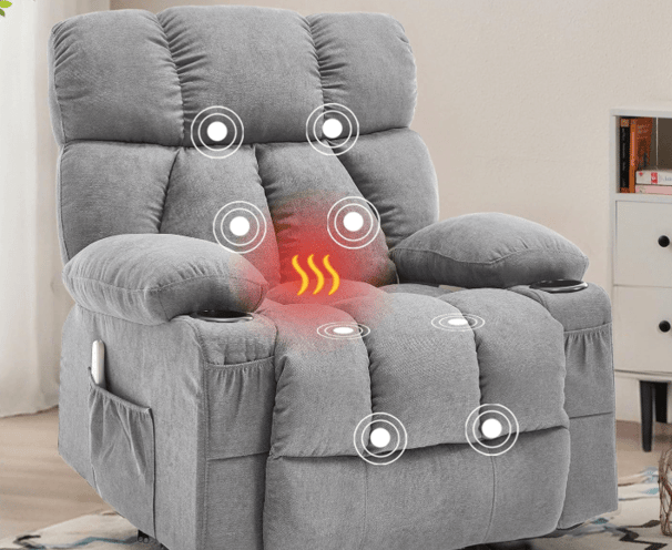 a recliner chair with a heater and a heater