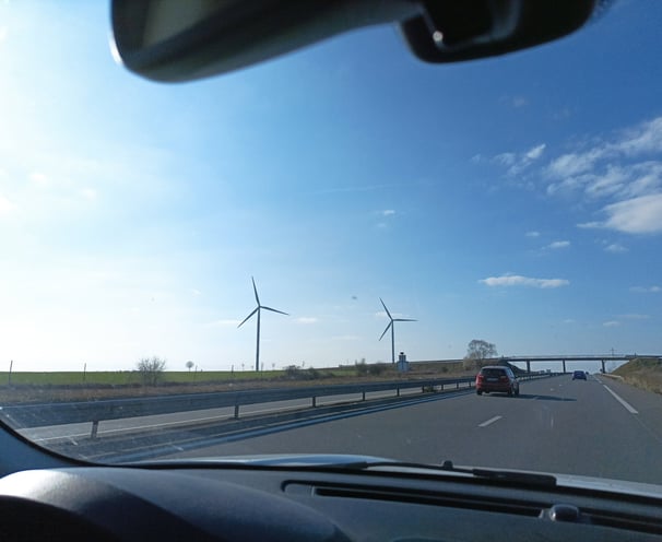 Wind farms are a common sight.